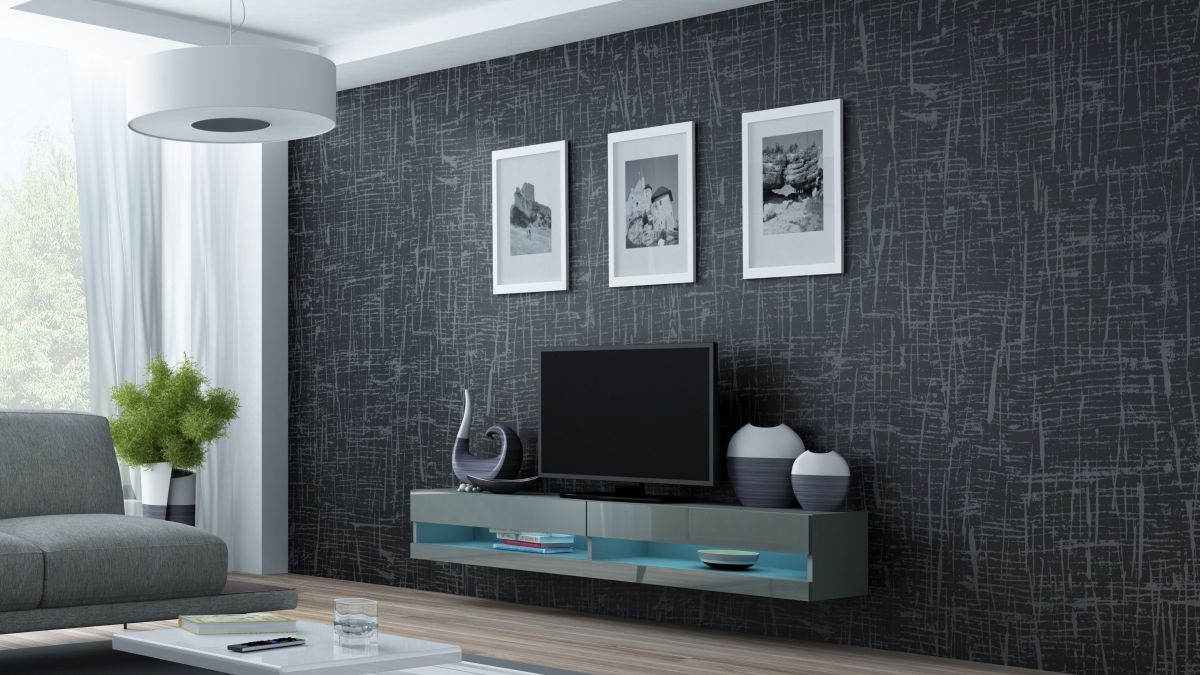 TV stolík VIGO NEW 140 (sivá/sivý lesk)