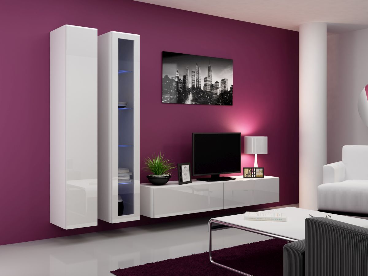 Obývacia stena Vigo 3 (biela/biely lesk)